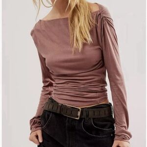 NWT Free People Intimately Free Night We Met Long Sleeve Top Pink Size Small